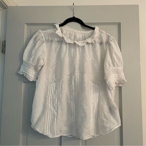 Zadig & Voltaire White Ruffled Pintuck Top